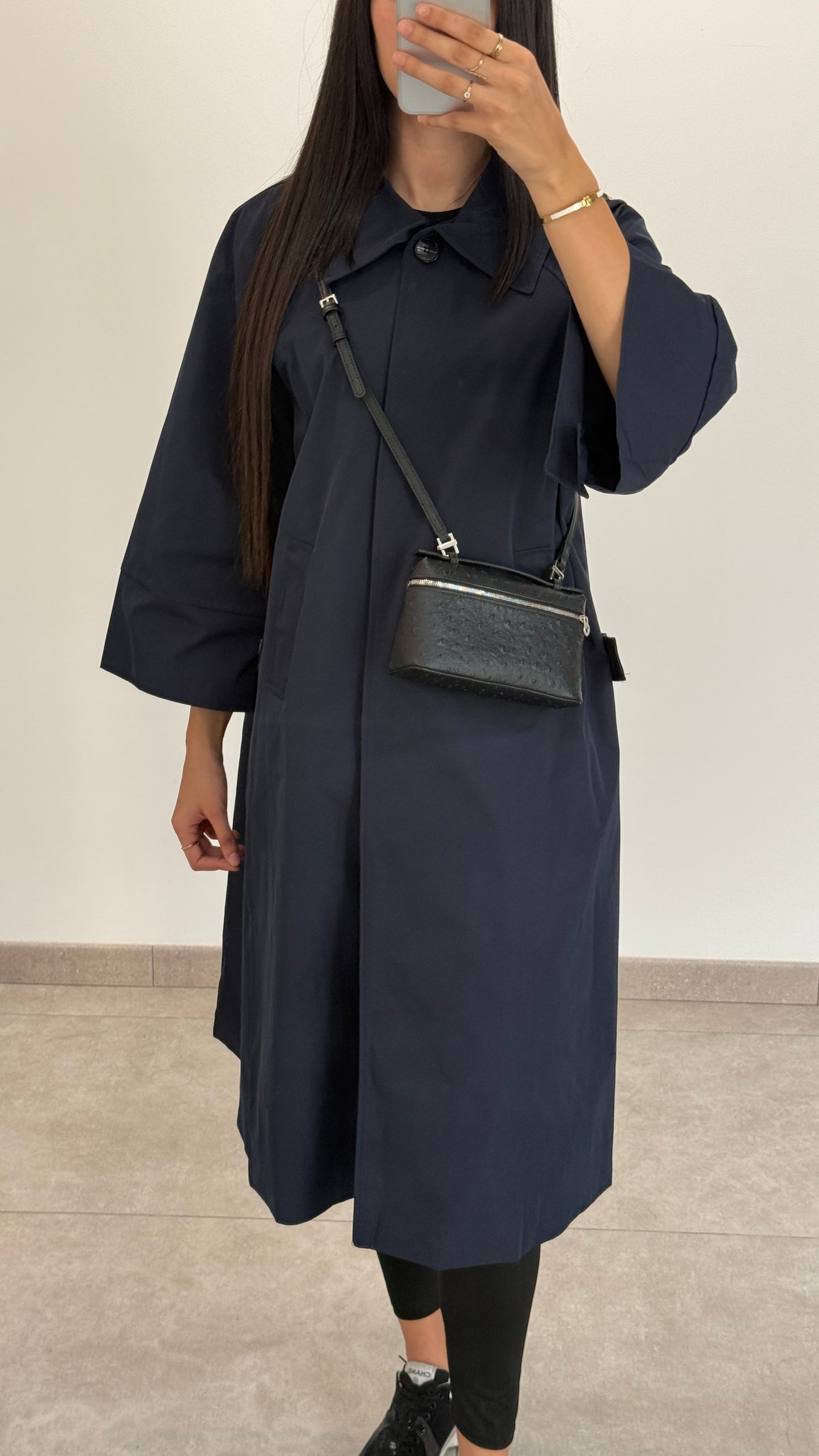 MANTEAU LONG TYPE TRENCH - BLEU MARINE