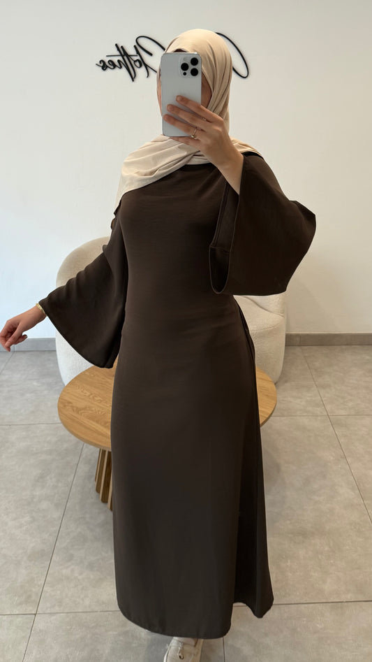 ROBE À LACET AU DOS - MARRON