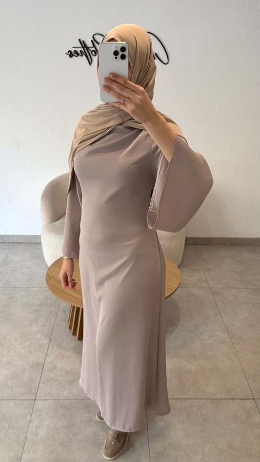 ROBE À LACET AU DOS - TAUPE