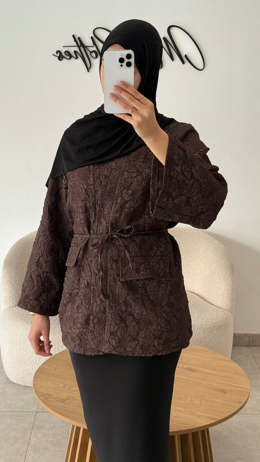 KIMONO BROCARD - MARRON