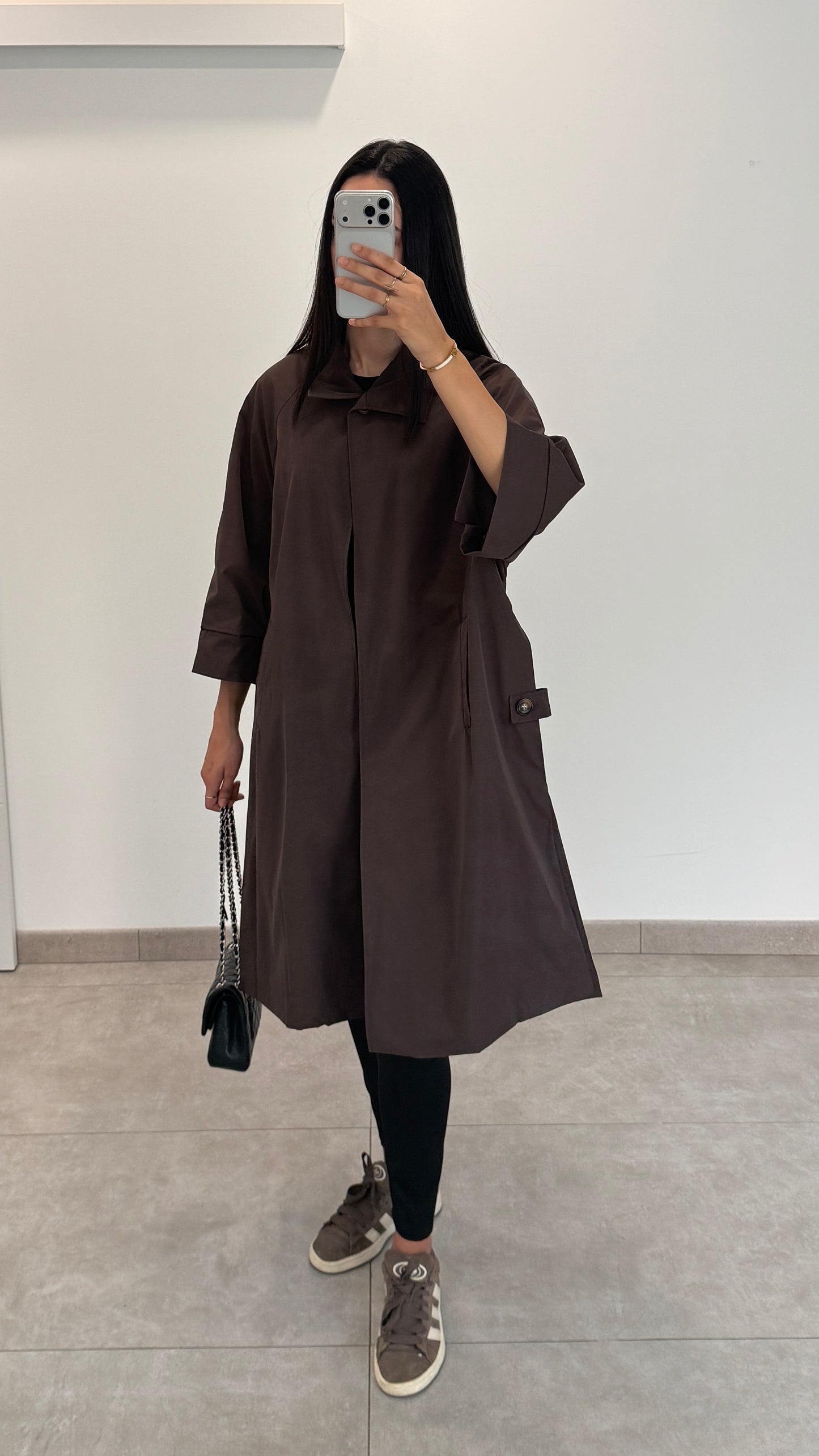 MANTEAU LONG TYPE TRENCH - MARRON