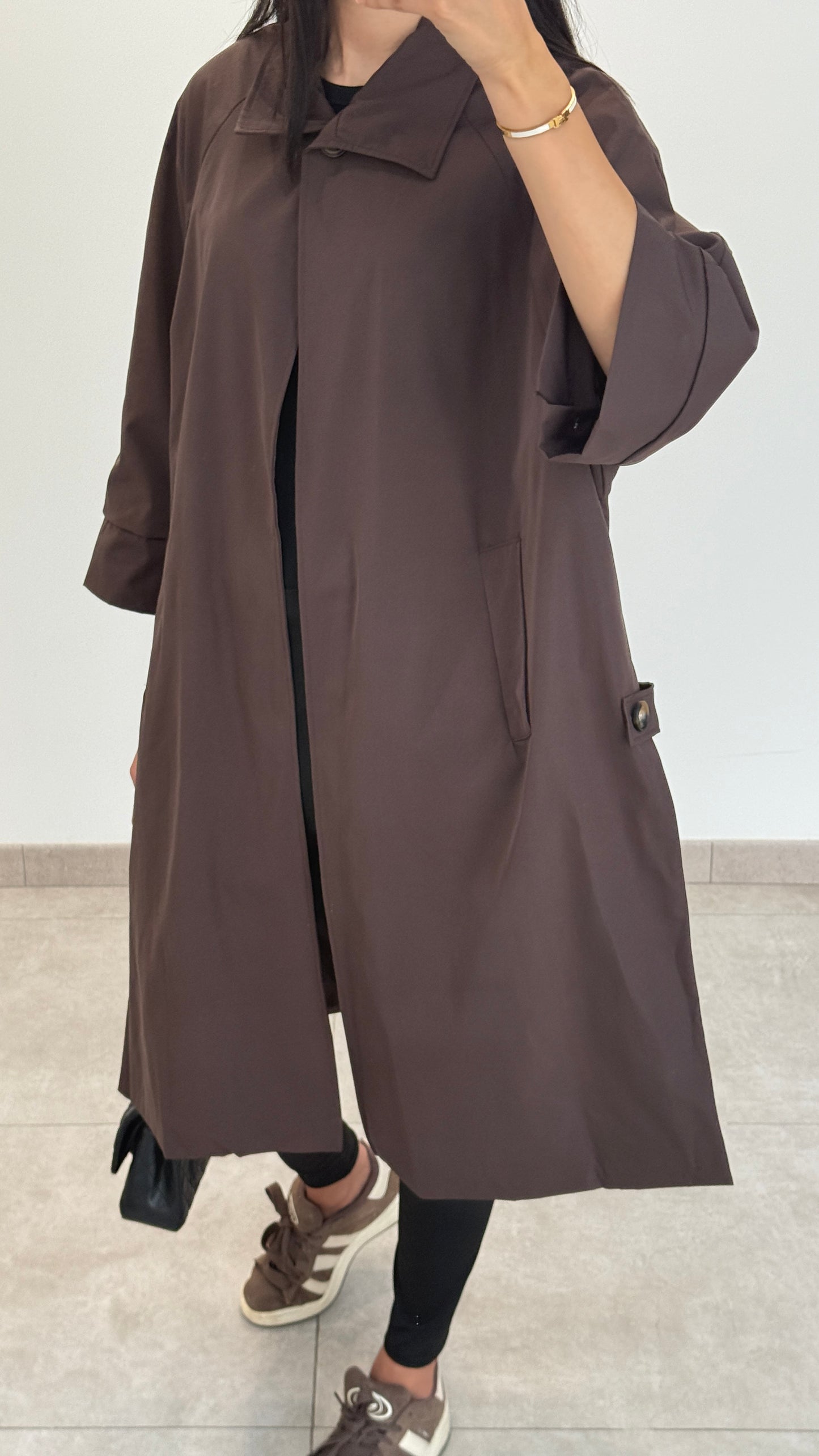 MANTEAU LONG TYPE TRENCH - MARRON