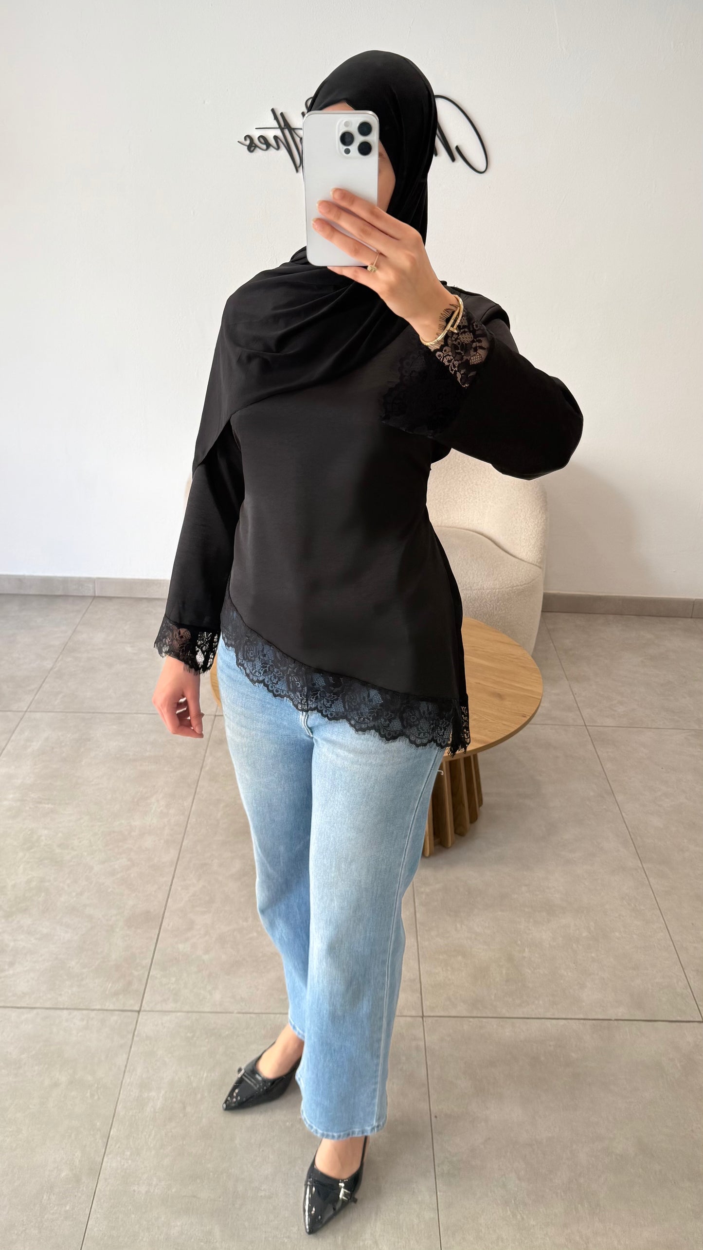 HAUT DENTELLE - NOIR