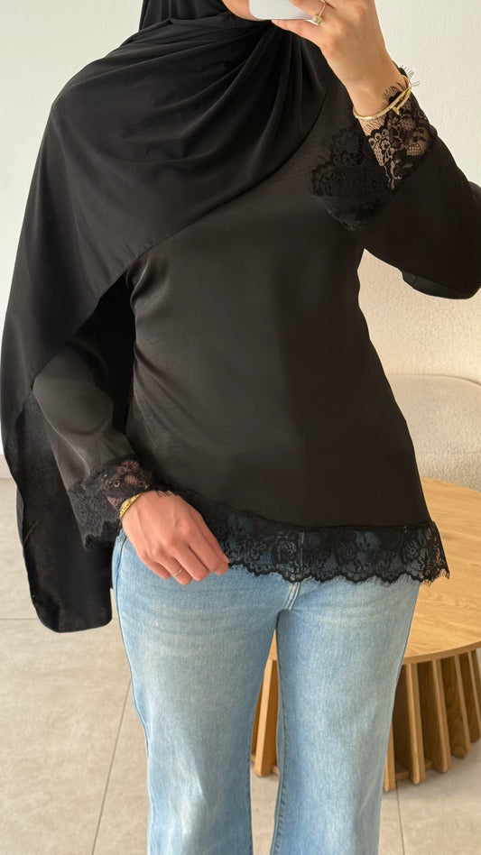HAUT DENTELLE - NOIR