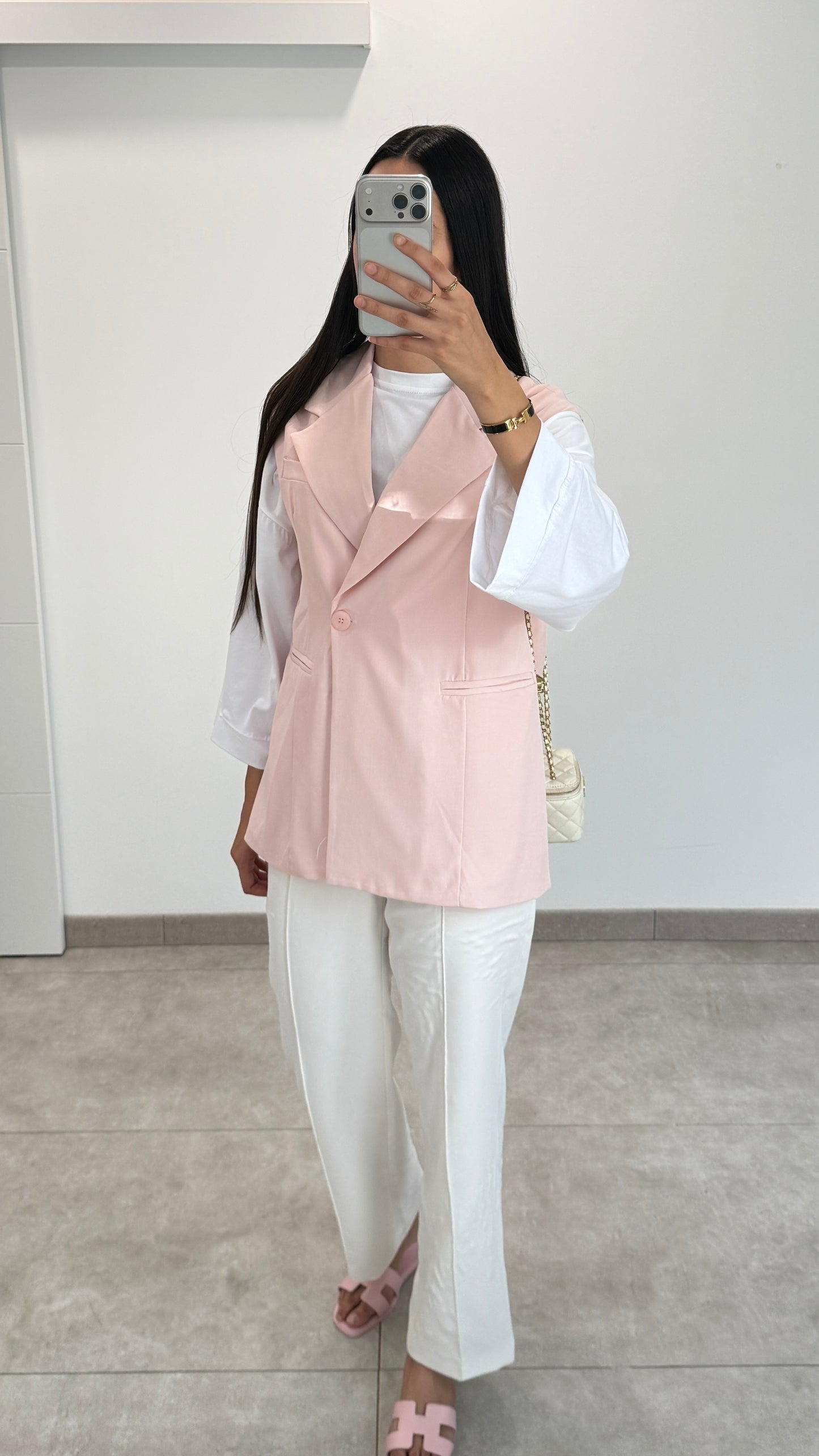 BLAZER SANS MANCHE - ROSE