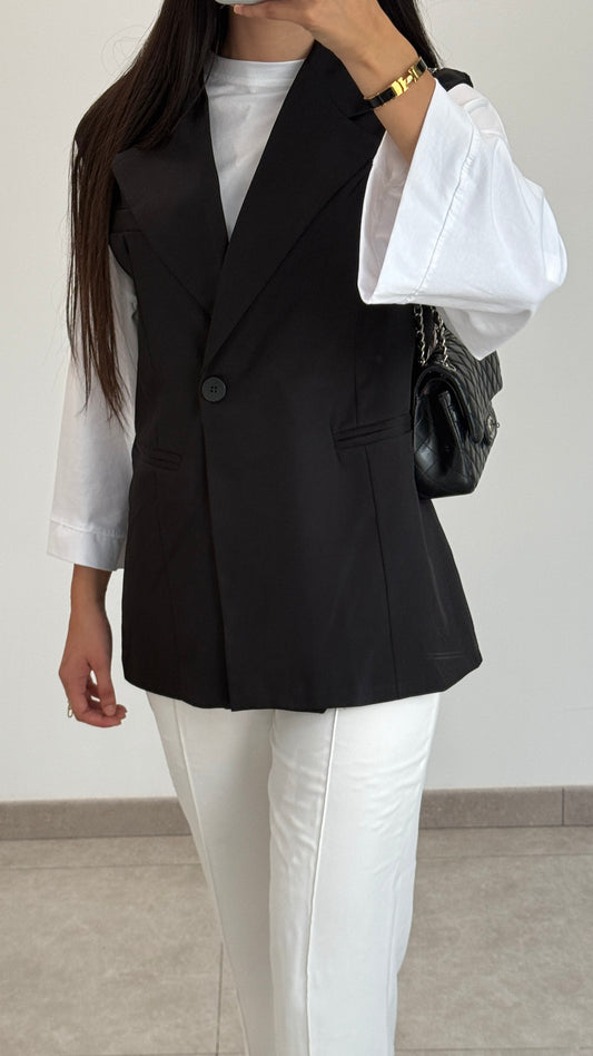 BLAZER SANS MANCHE - NOIR