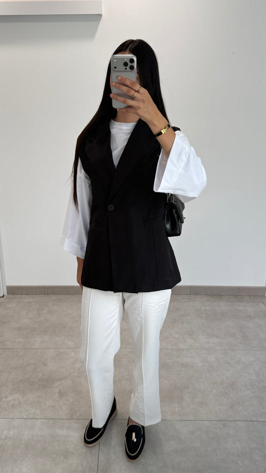 BLAZER SANS MANCHE - NOIR