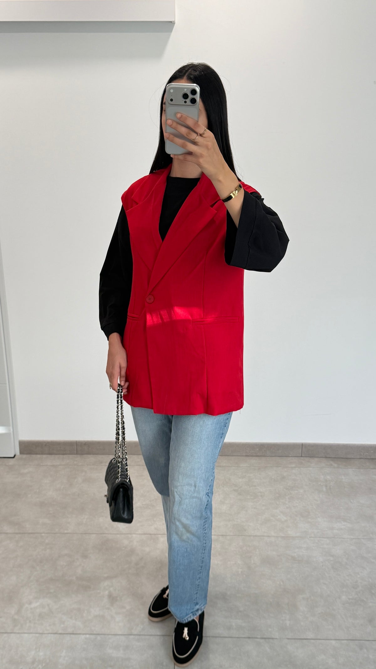 BLAZER SANS MANCHE - ROUGE