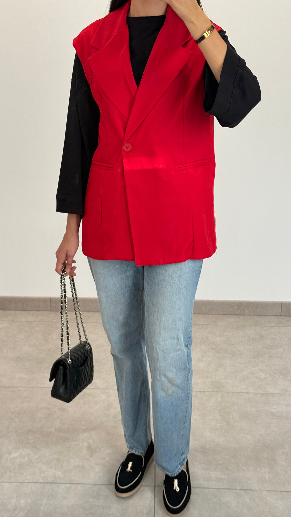 BLAZER SANS MANCHE - ROUGE