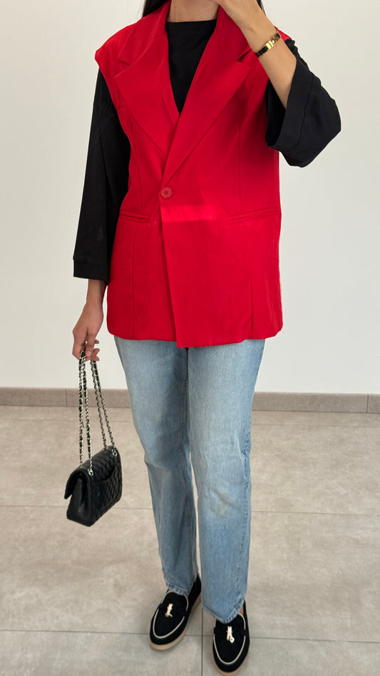 BLAZER SANS MANCHE - ROUGE