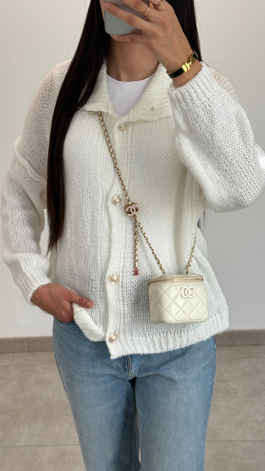GILET AVEC BOUTONS DORÉ - BLANC