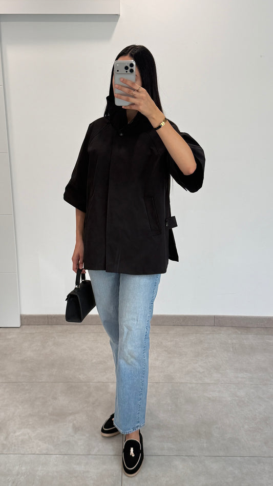 MANTEAU TYPE TRENCH - NOIR