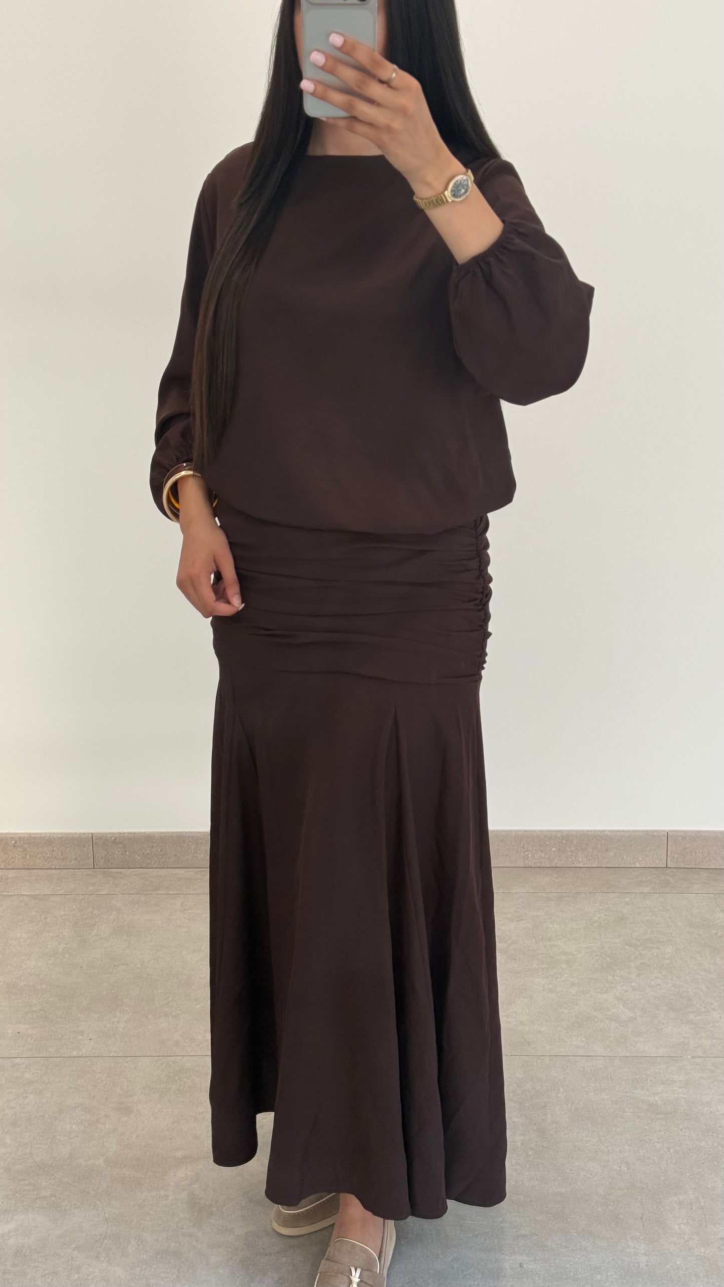 ENSEMBLE AVEC PLIS - MARRON