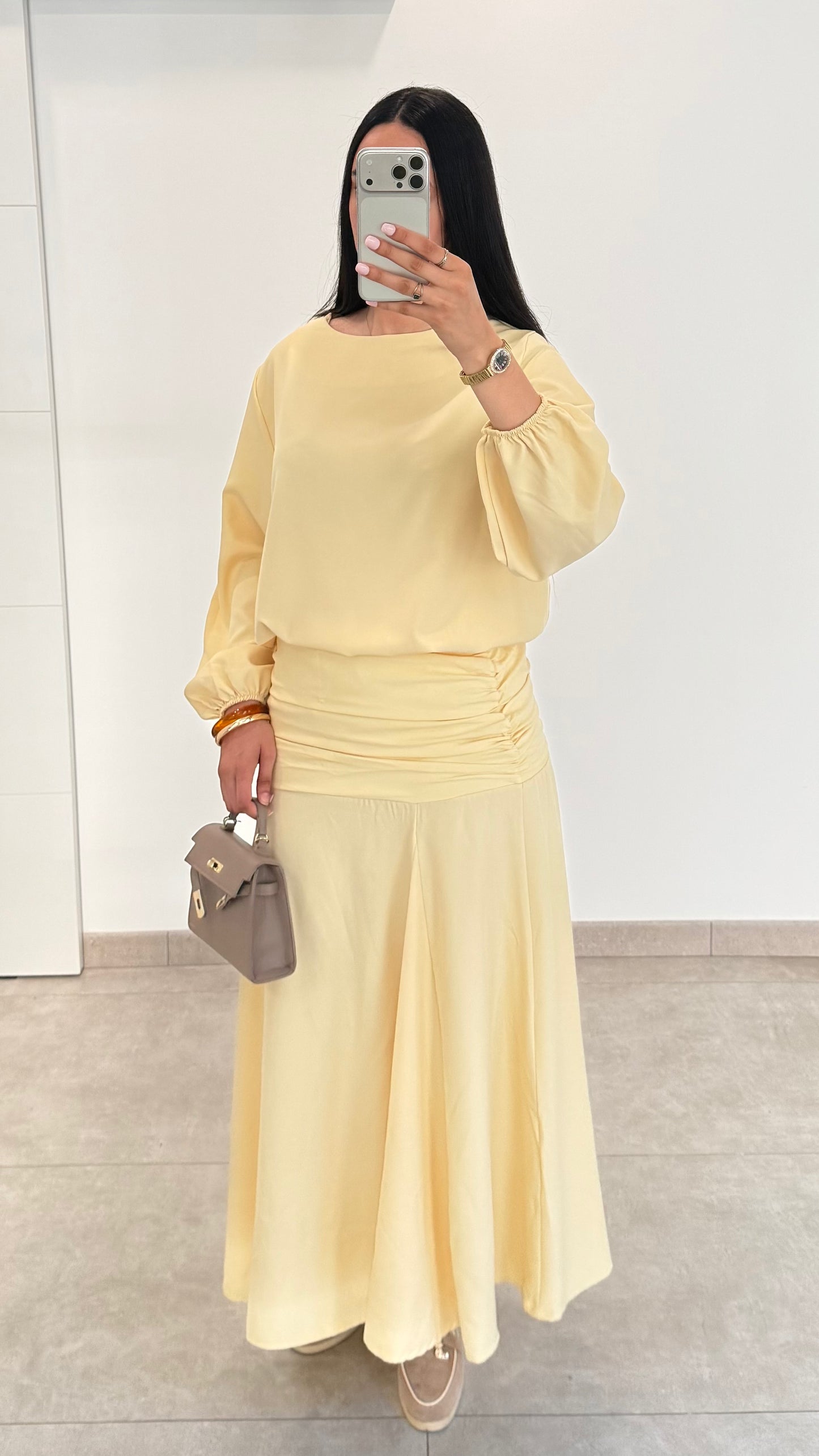 ENSEMBLE AVEC PLIS - JAUNE