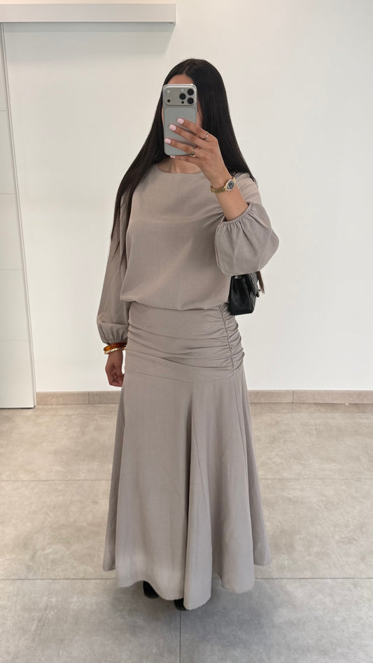 ENSEMBLE AVEC PLIS - TAUPE