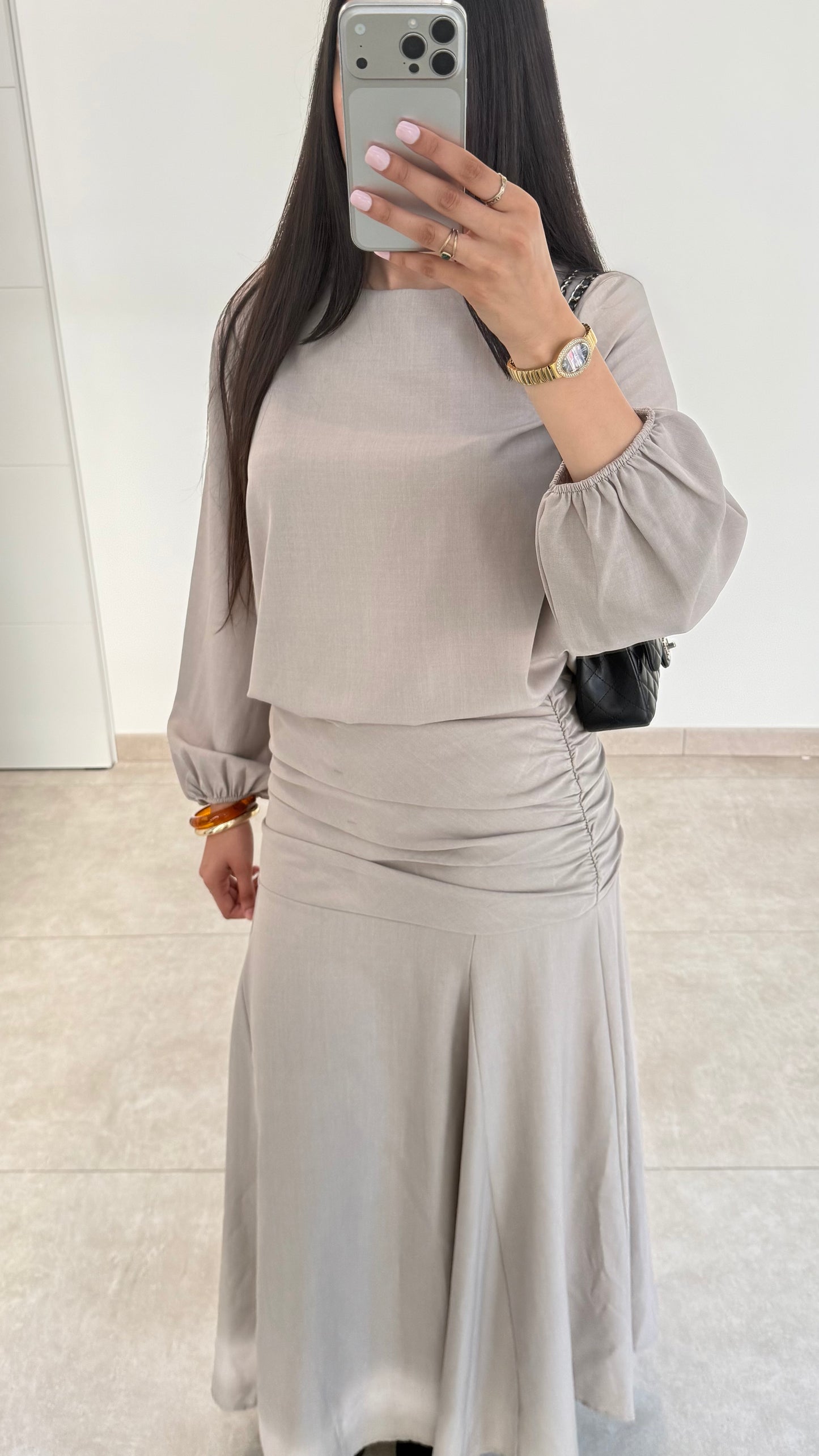 ENSEMBLE AVEC PLIS - TAUPE