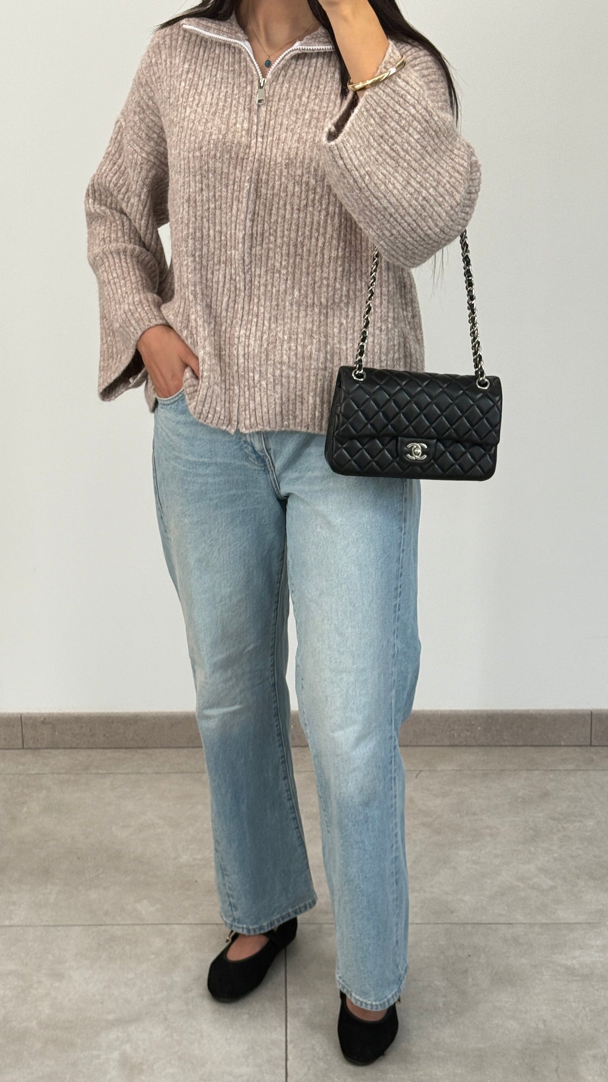 GILET EN LAINE - TAUPE
