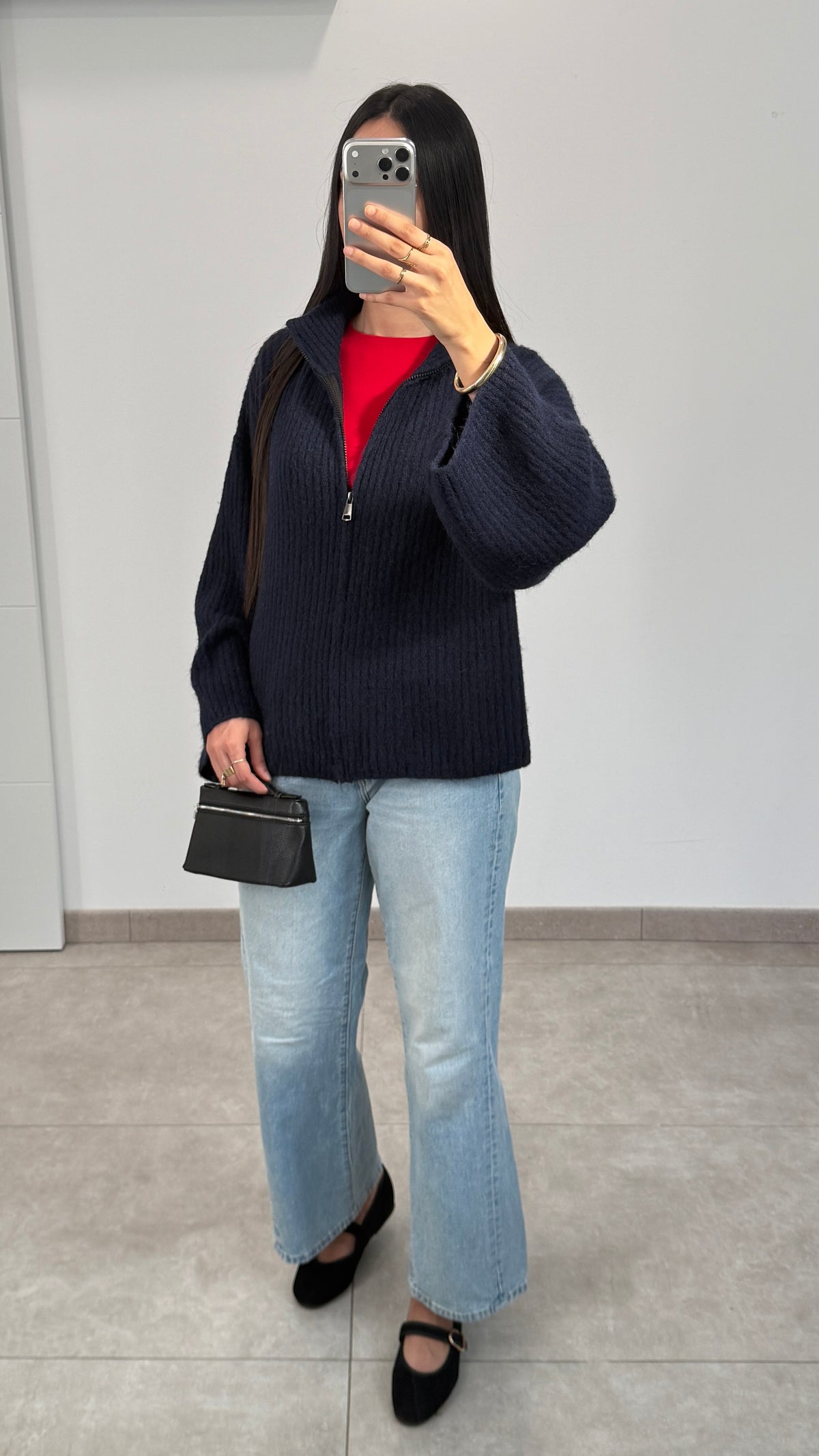 GILET EN LAINE - BLEU MARINE