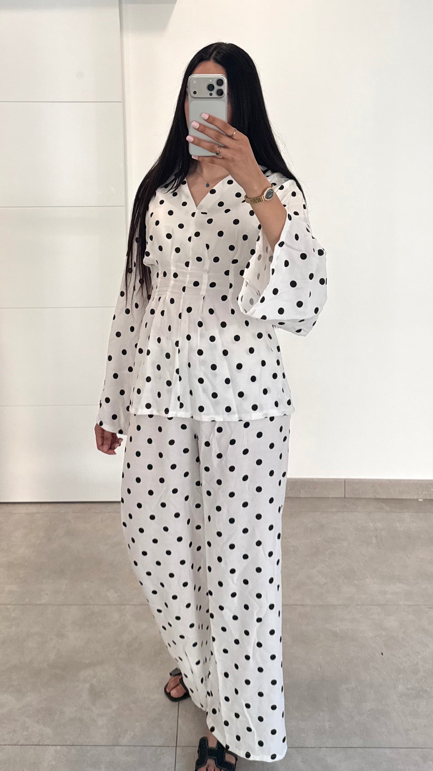 ENSEMBLE À POIS - BLANC/NOIR