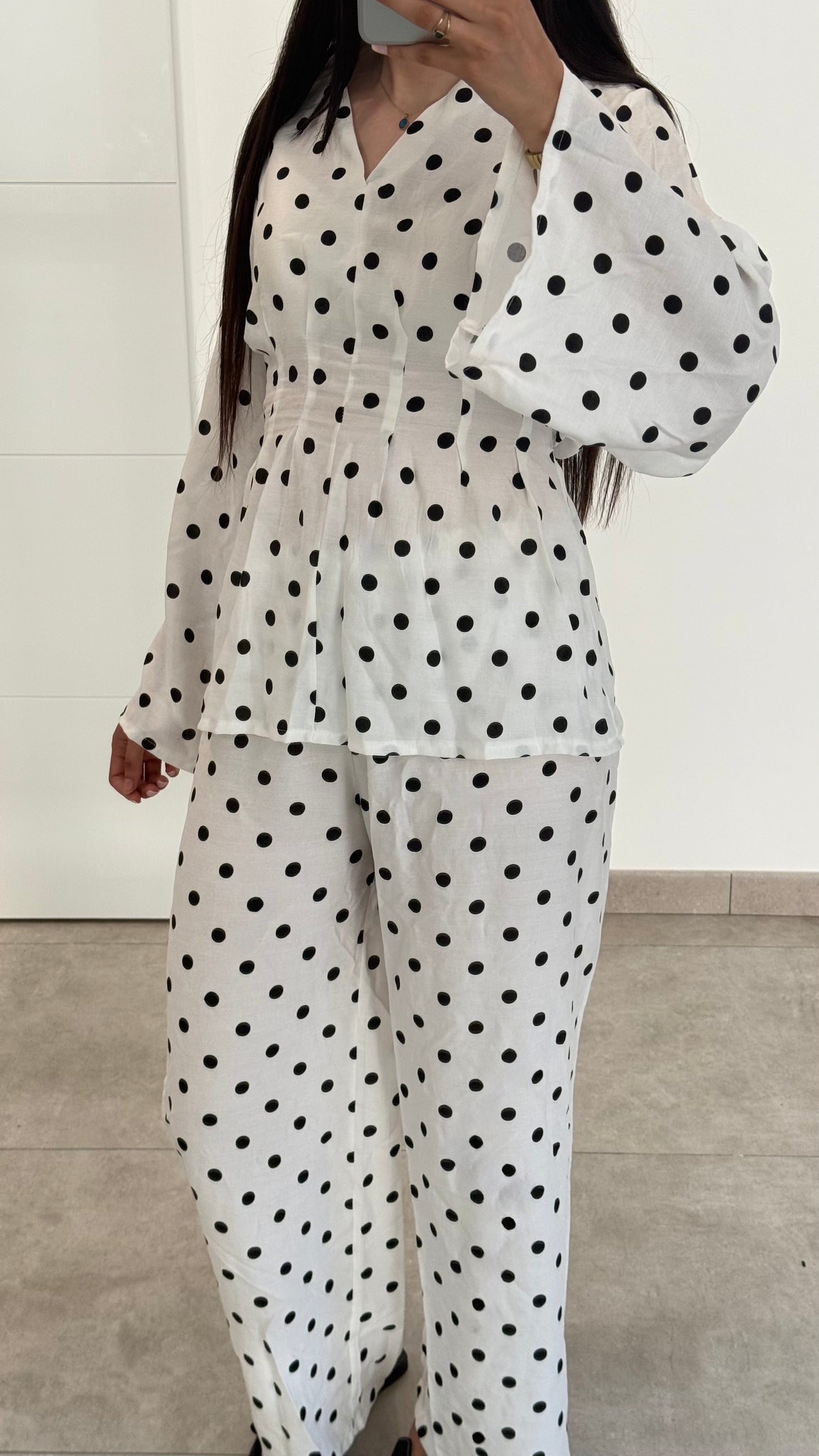 ENSEMBLE À POIS - BLANC/NOIR