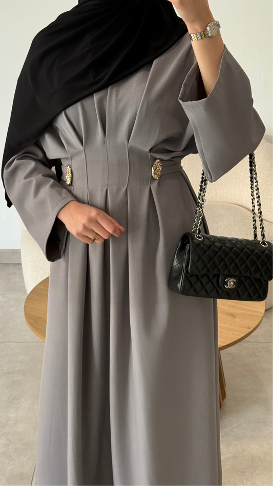 ROBE AVEC BROCHES DORÉ - GRIS