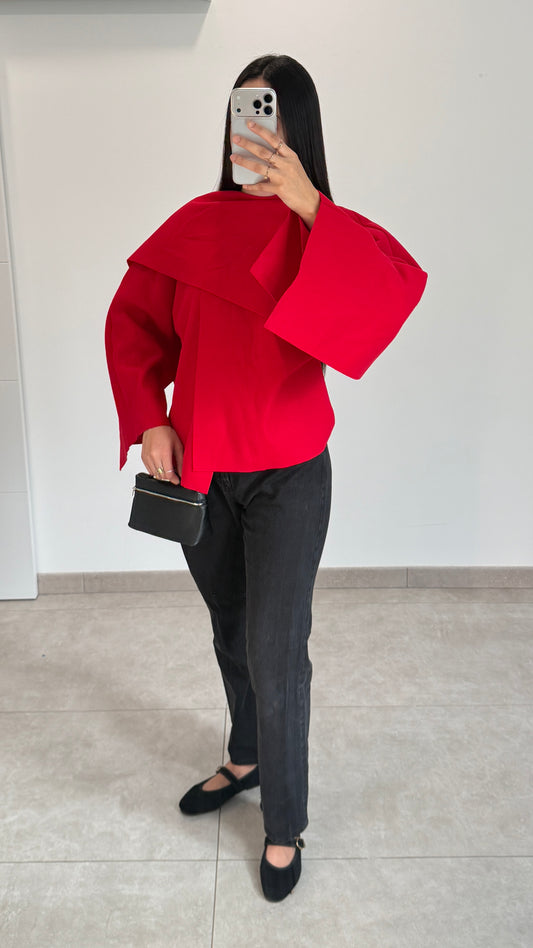 CAPE AVEC ÉCHARPE - ROUGE