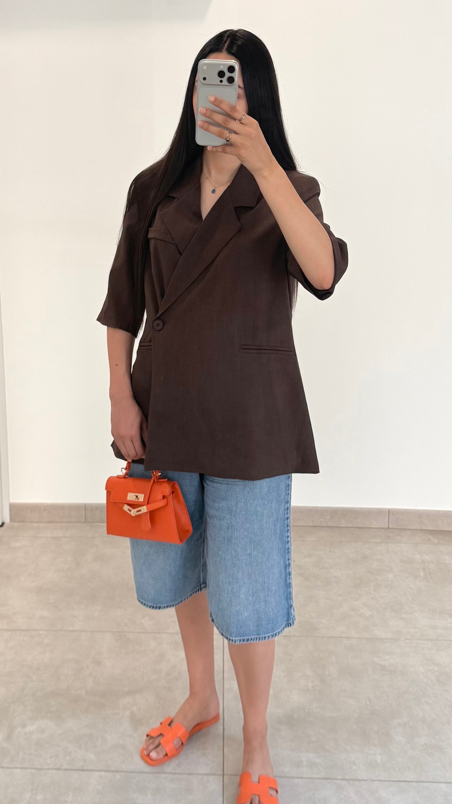 BLAZER CROISÉ OVERSIZE - MARRON