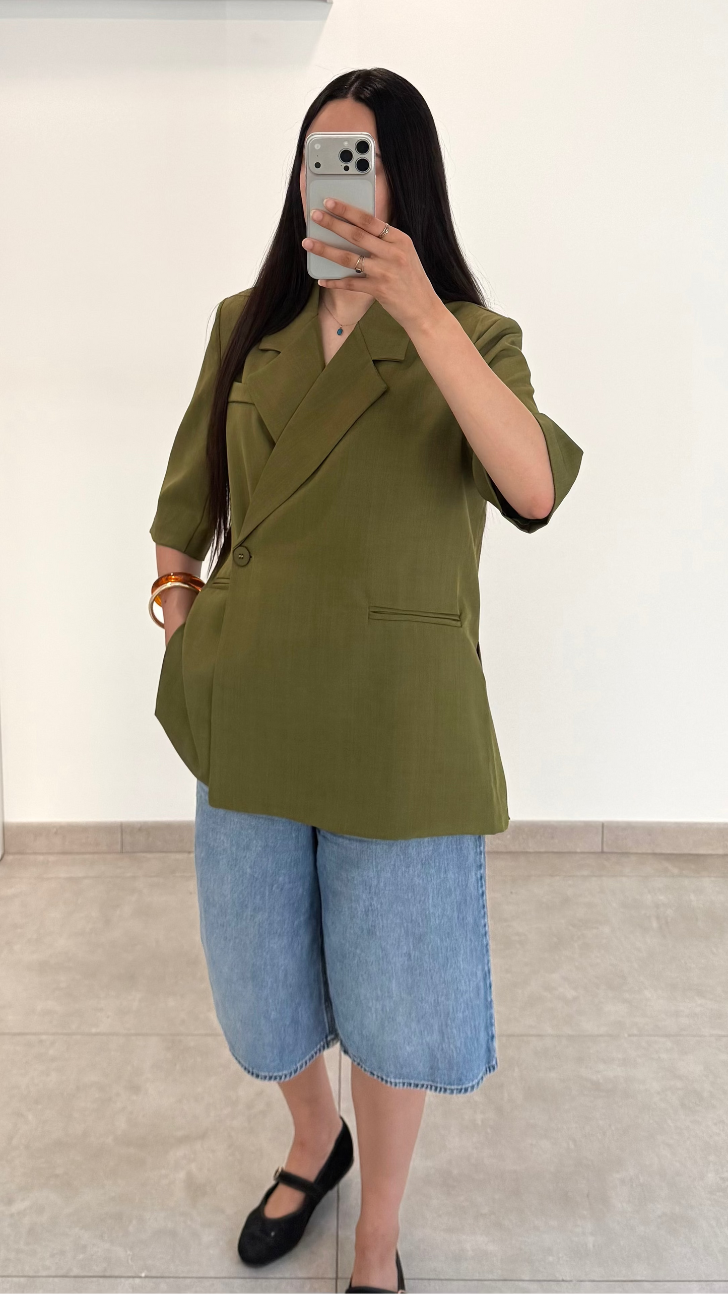 BLAZER CROISÉ OVERSIZE - VERT OLIVE