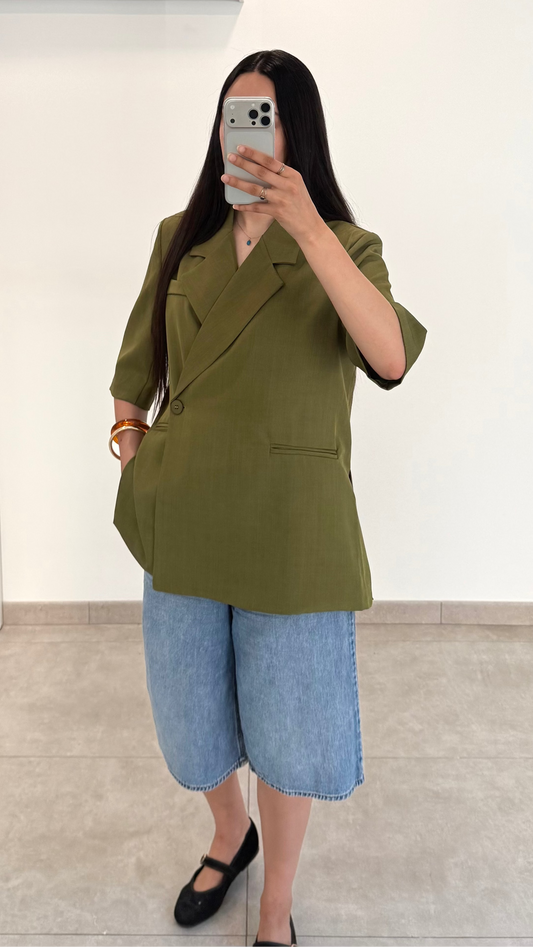 BLAZER CROISÉ OVERSIZE - VERT OLIVE