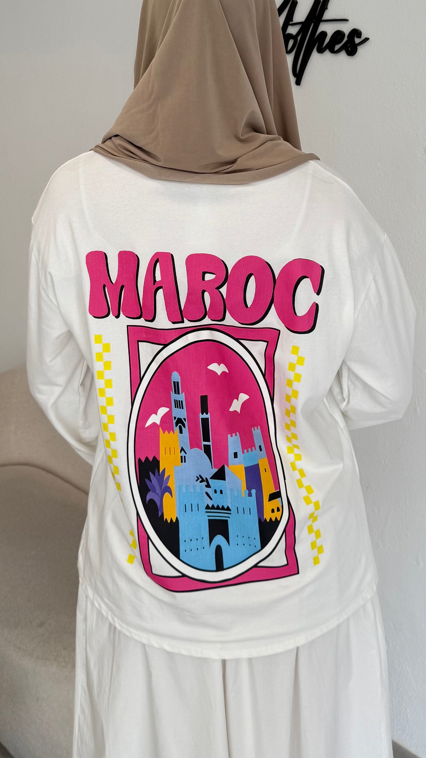 T-SHIRT MANCHE LONGUE MAROC - BLANC