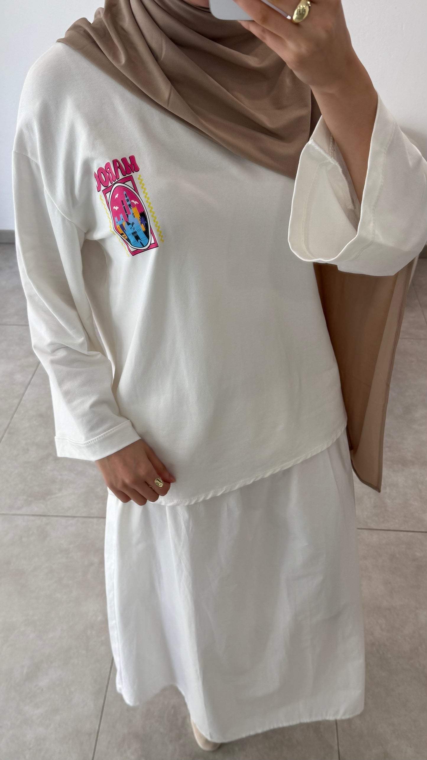 T-SHIRT MANCHE LONGUE MAROC - BLANC