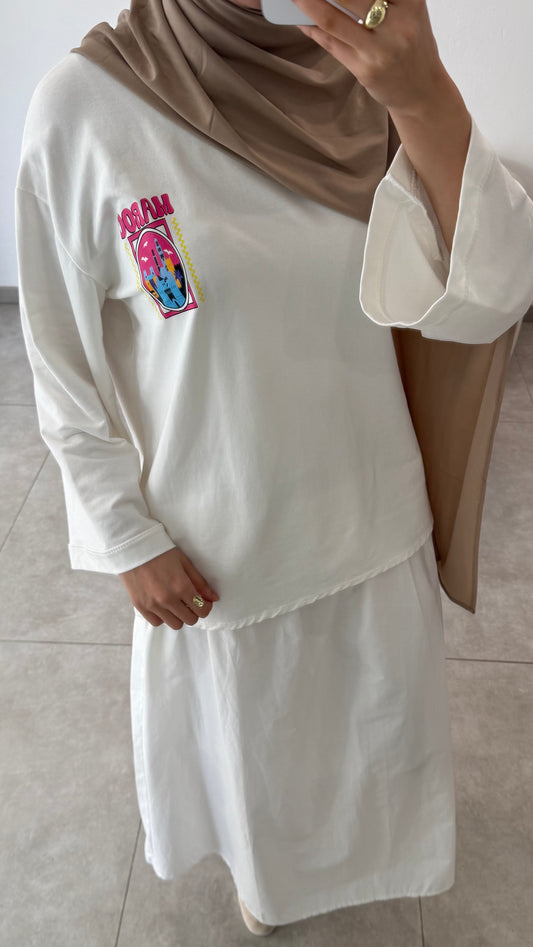 T-SHIRT MANCHE LONGUE MAROC - BLANC