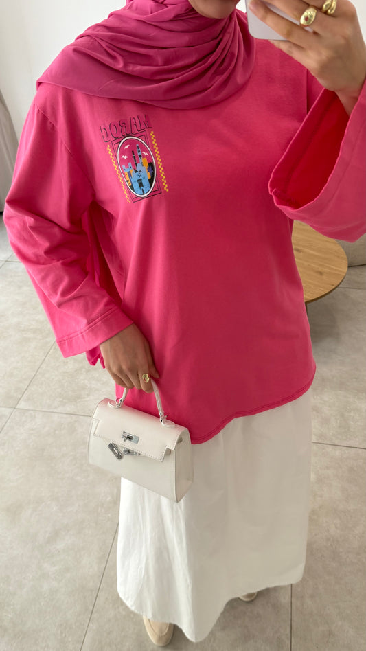 T-SHIRT MANCHE LONGUE MAROC - ROSE