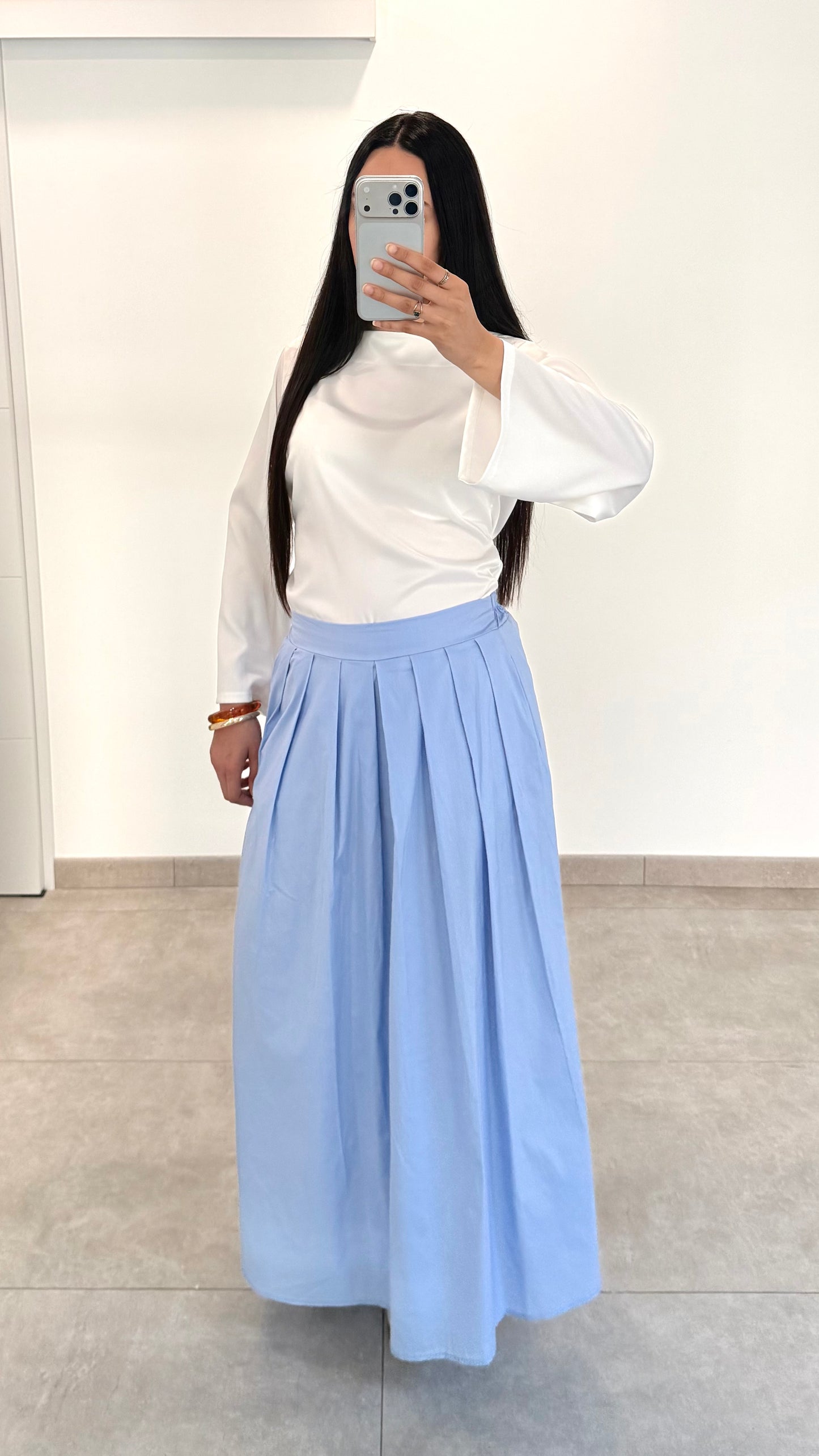 JUPE EN COTON - BLEU