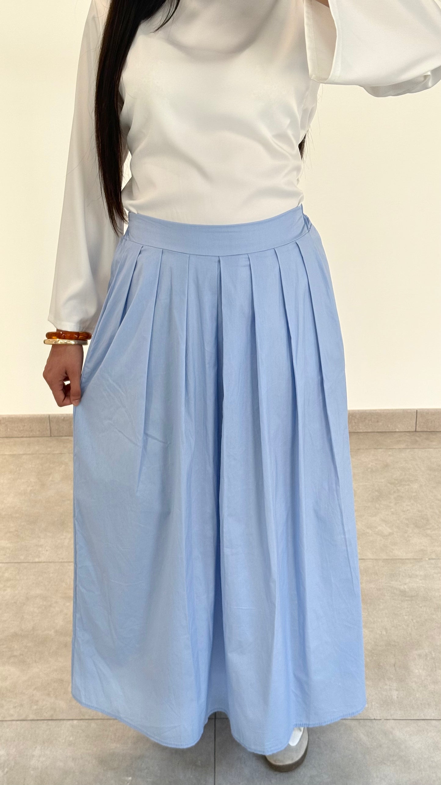 JUPE EN COTON - BLEU