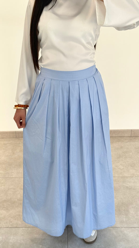JUPE EN COTON - BLEU