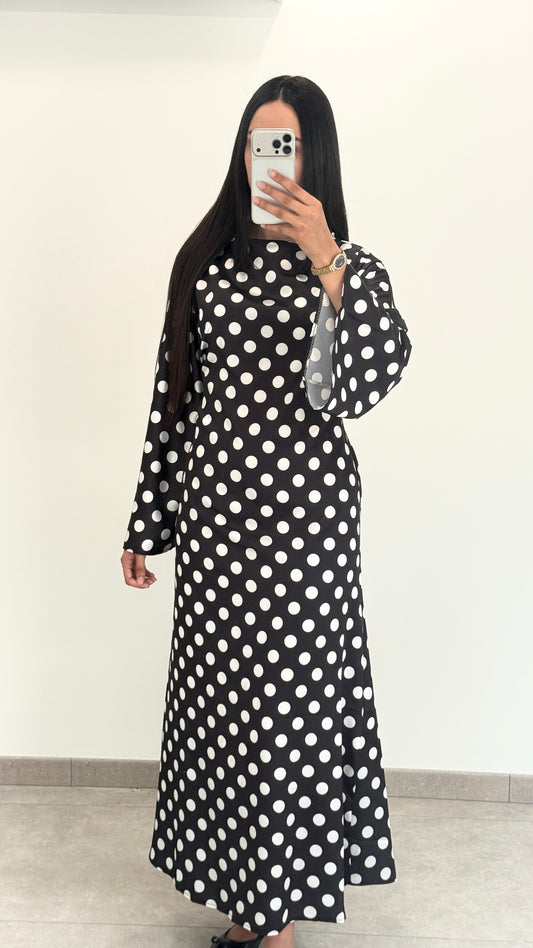 ROBE À POIS - NOIR