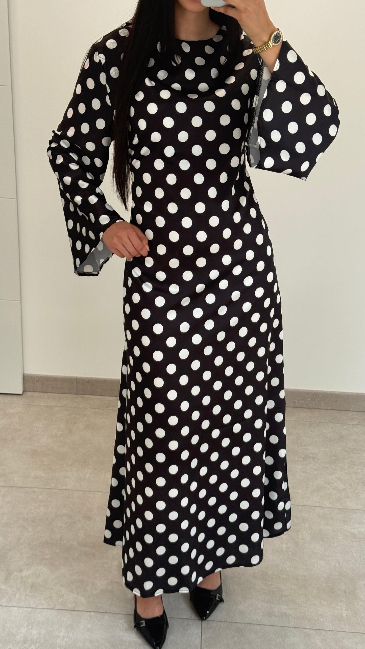 ROBE À POIS - NOIR