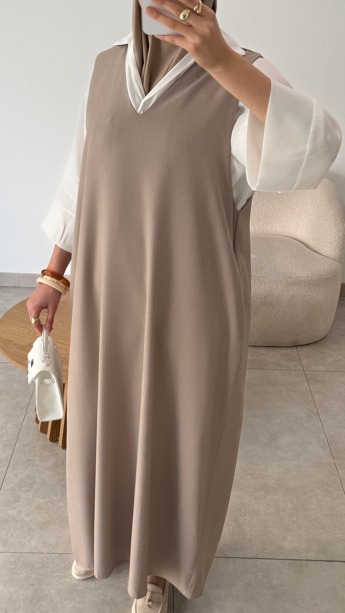 ROBE SANS MANCHE - TAUPE