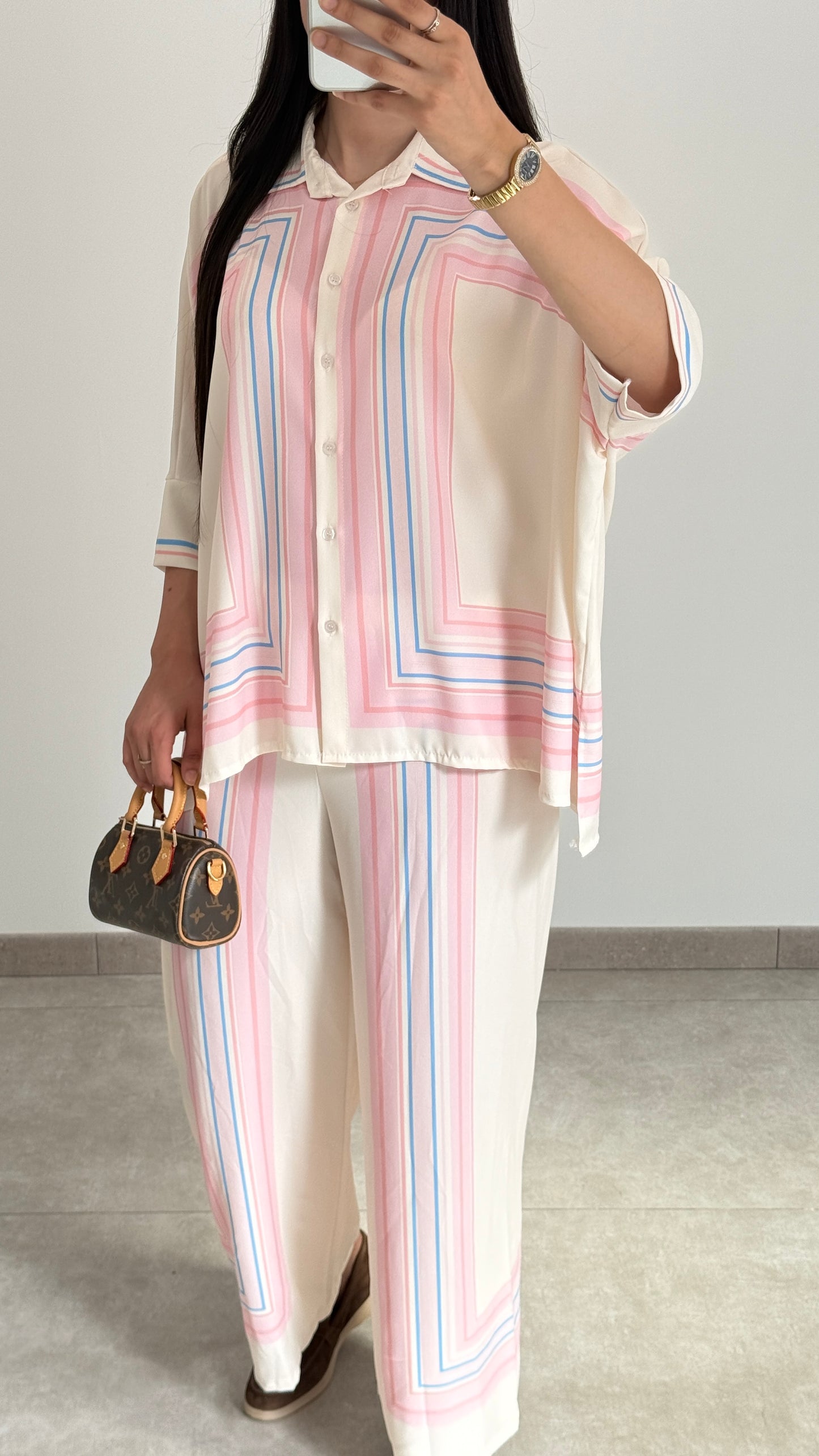 ENSEMBLE EN SATIN FLUIDE - ROSE