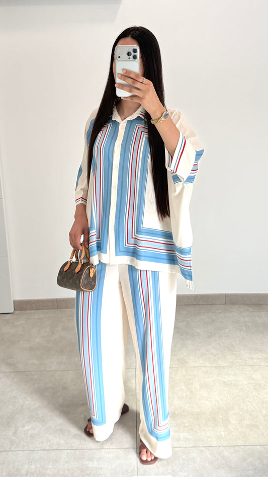 ENSEMBLE EN SATIN FLUIDE - BLEU CLAIR