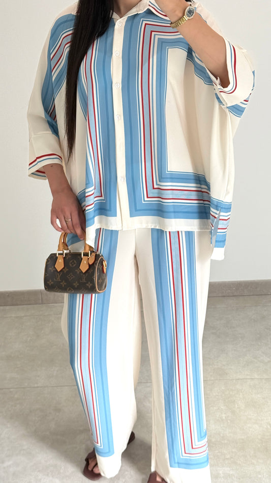 ENSEMBLE EN SATIN FLUIDE - BLEU CLAIR