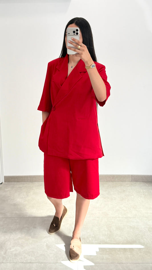 BERMUDA MI-LONG - ROUGE