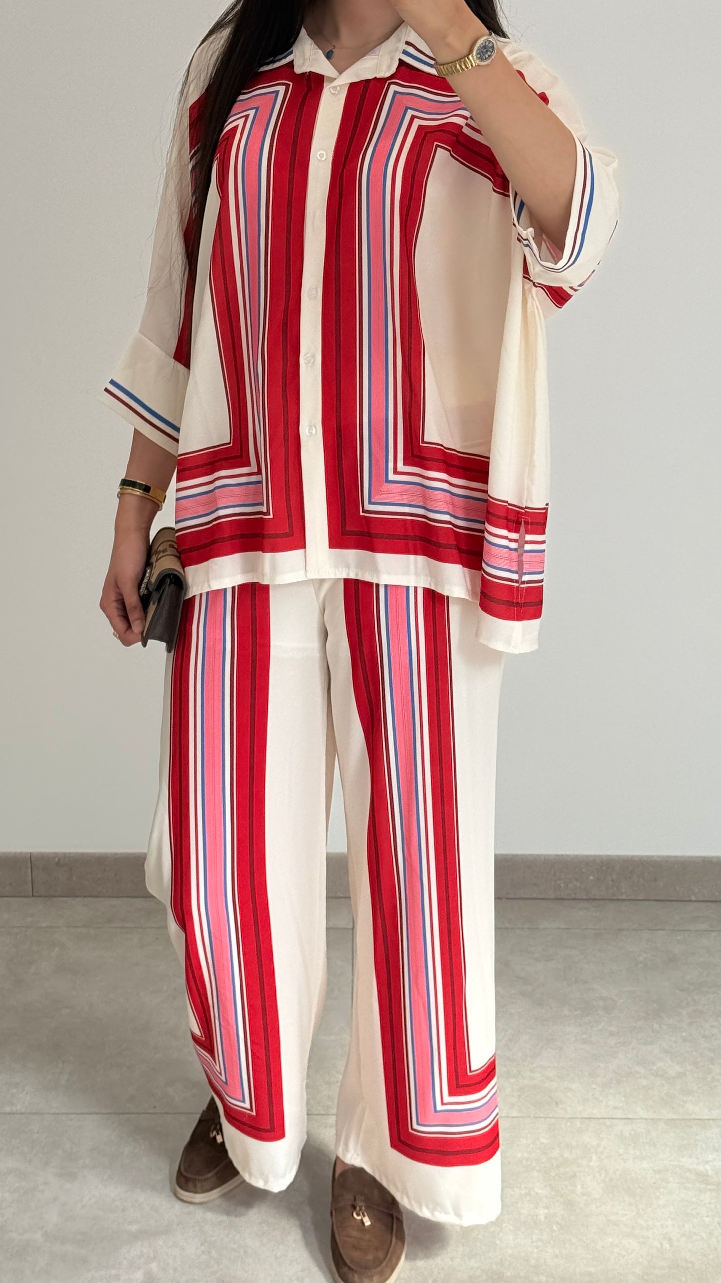 ENSEMBLE EN SATIN FLUIDE - ROUGE