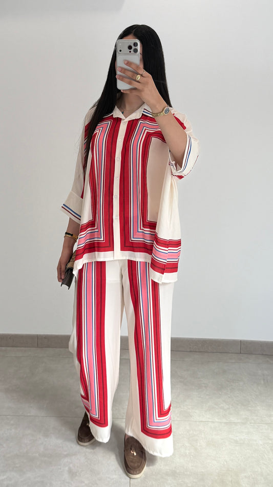 ENSEMBLE EN SATIN FLUIDE - ROUGE