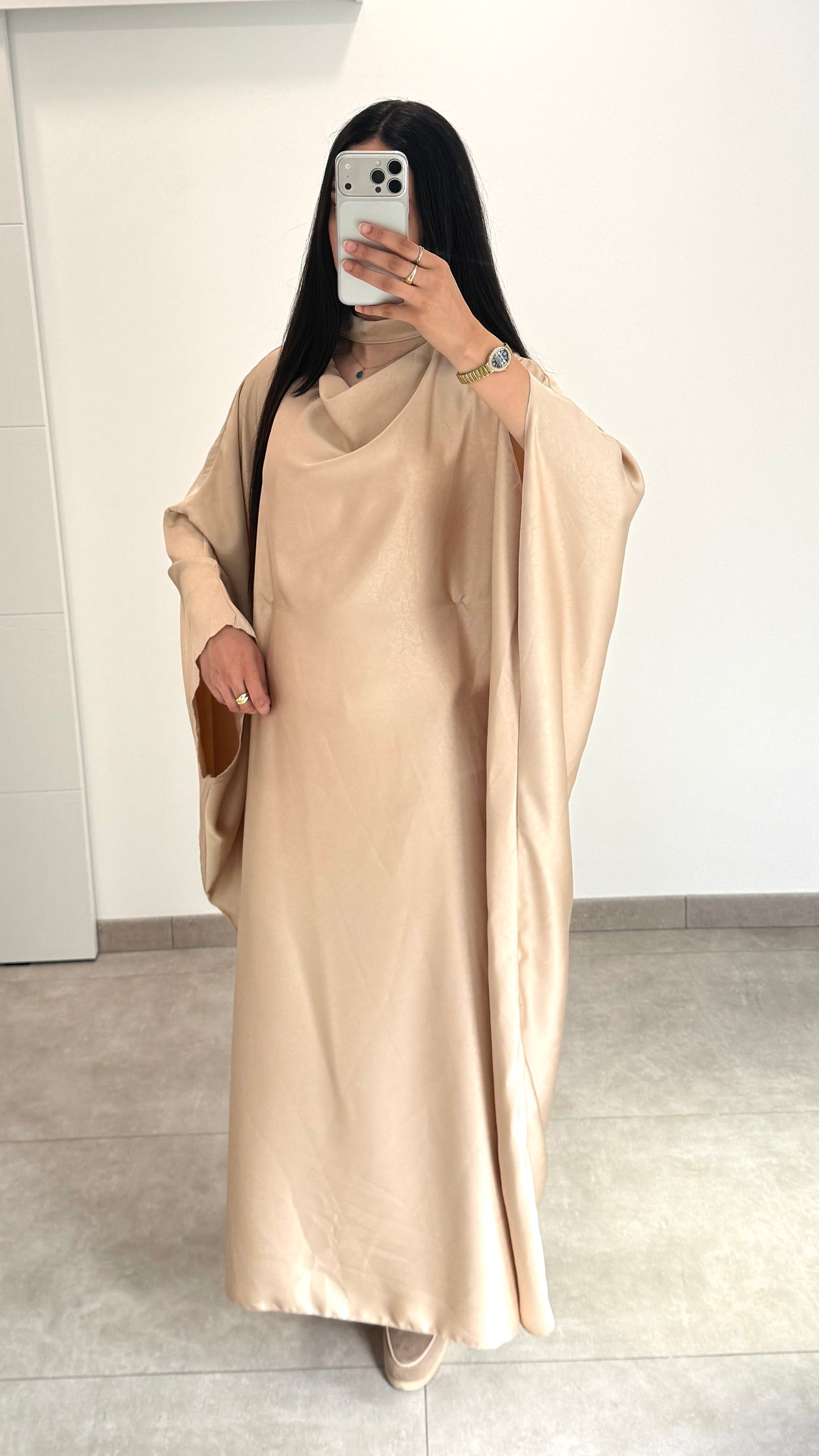 ROBE PAPILLON - BEIGE