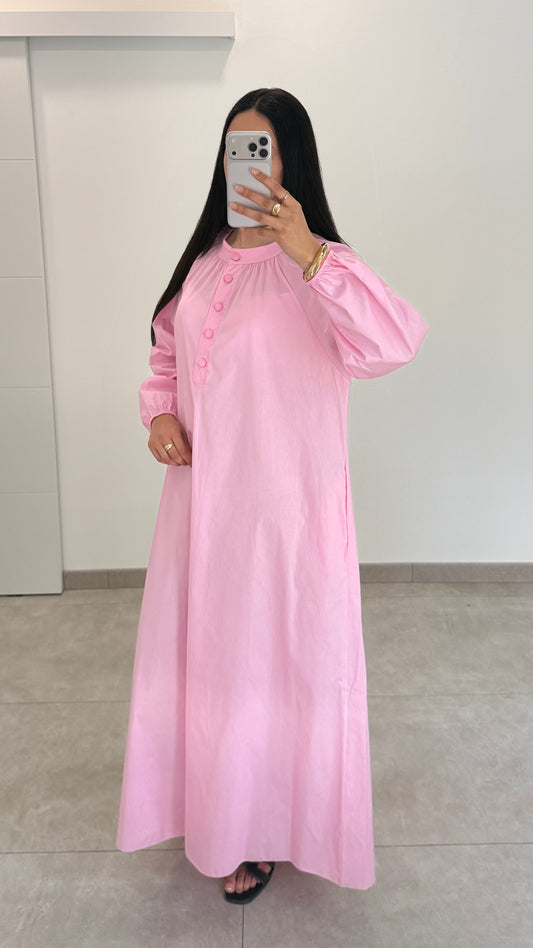ROBE LONGUE AVEC BOUTONS - ROSE