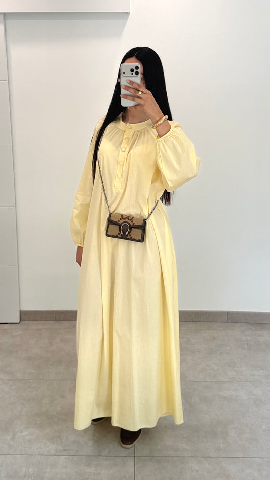 ROBE LONGUE AVEC BOUTONS - JAUNE
