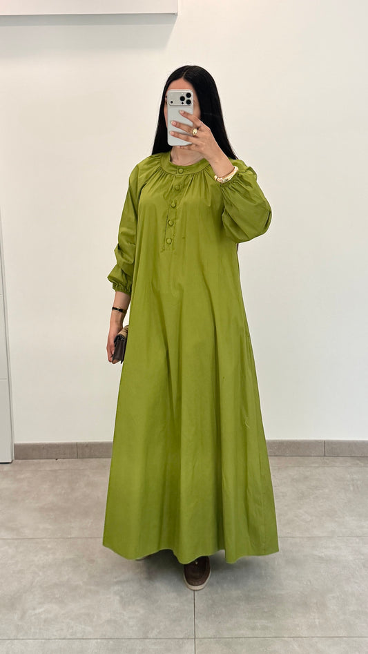 ROBE LONGUE AVEC BOUTONS - VERT
