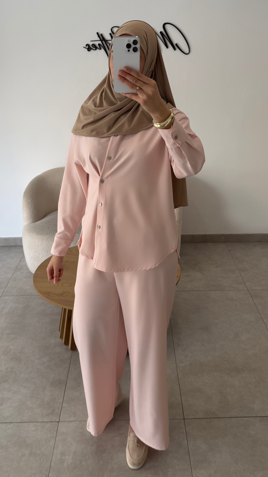 ENSEMBLE CHEMISE CROISÉ - ROSE